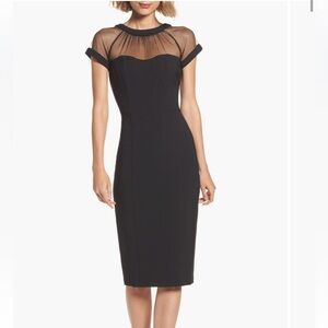 Maggy London Illusion Neck Black Midi Dress